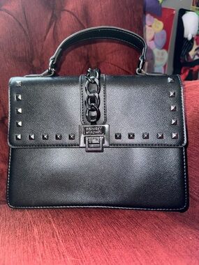 Badgley Mischka Bardot Black Studded Top Handle Bag